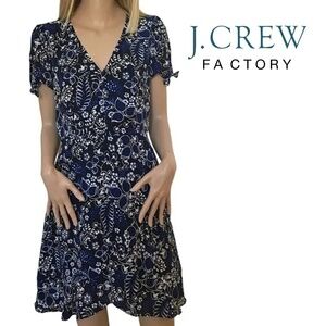 J. Crew Dress Ruffled A-Line Skater V-Neck Short Sleeve Faux Wrap Versatile